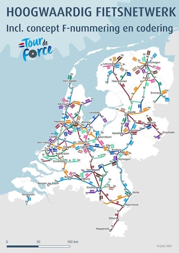 Figuur 1 Hoogwaardig fietsnetwerk Nederland